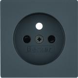 BERKER Q.x Płytka czołowa z przysłoną styków do gniazda z uziemieniem antracyt aksamit lakierowana 3