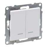 SUNO - Łącznik schodowy podwójny z podświetleniem - 10 AX - 250 V~ - zaciski automatyczne, Biały, Le