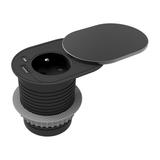 Gniazdo meblowe O6cm, wpuszczane w blat z przesuwną pokrywką, ładowarką USB i przewodem 1,9m, 1x2P+Z