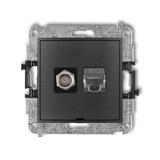 ICON Mechanizm gniazda antenowego poj. typu F (SAT) + gniazda komp. poj. 1xRJ45, kat. 6 ekranowany,