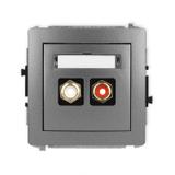 DECO Mechanizm gniazda podwójnego RCA (typu cinch - biały i czerwony, pozłacany) grafitowy