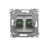 Simon 54 Gniazdo światłowodowe / optyczne podwójne SC/APC srebrny mat