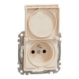 Sedna Design & Elements Gniazdo pojedyncze z uziemieniem z przesłonami IP44 beżowy SDD212013 Schneider