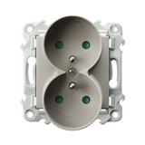 SZAFIR Gniazdo podwójne z uziemieniem z przesłonami torów prądowych, moduł bez ramki - kolor kaszmir