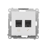 Simon 55 Gniazdo komputerowe RJ45 kategoria 5e+telefoniczne RJ12 Jasnoszary mat