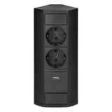 Gniazdo meblowe 2x2P+Z (Schuko), 2xUSB (typ A+C; 2,4A), czarne