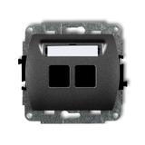 TREND Mechanizm gniazda multimedialnego podwójnego bez modułu (standard Keystone) grafitowy