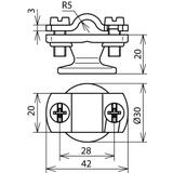 Wspornik do drutu 7-10 mm, z gwintem wewn. M8, ZG-St