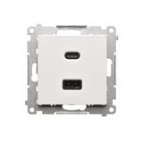 Simon 55 Ładowarka USB typ A+C Biały mat