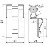 Zacisk DEHNclip do prętów zbrojenia i płaskownika 12 / 30 mm, sprężynowy, bezśrubowy, stal nieocynk.