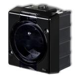 SENIOR Gniazdo pojedyncze z uziemieniem 2P+Z (klapka dymna) czarny