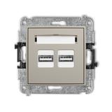 MINI Mechanizm ładowarki USB podwójnej 2xUSB A, 15,5W max., 5V, 3.1A taupe