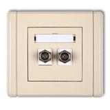 FLEXI Gniazdo antenowe podwójne typu F (SAT) niklowane beżowy