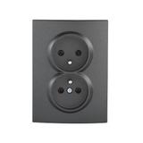 LOGI Gniazdo podwójne kompletne śrubowy Grafit 16A 250V 021261141 25271 KANLUX