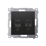 Simon 54 Gniazdo komputerowe RJ45 kategoria 5e + telefoniczne RJ12 czarny D5T.01/49 KONTAKT