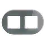 ICON Ramka uniwersalna podwójna okrągła - efekt szkła (ramka: grafitowa; spód: biały) grafitowy