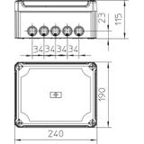 T 250 HD TR, Puszka odgałęźna pokrywa przeźr.