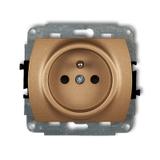 TREND Mechanizm gniazda pojedynczego z uziemieniem 2P+Z (przesłony torów prądowych) złoty metalik