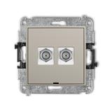 ICON Mechanizm gniazda antenowego podwójnego typu F (SAT) niklowany, bez pola opisowego taupe