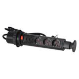 Gniazdo meblowe O6cm wysuwane z blatu z ładowarką USB, blokadą i przewodem 1,8m, 3x2P+Z (Schuko), cz OR-AE-1349(GS)/B ORNO