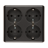 Simon 54 Gniazdo poczwórne Schuko n/t z przesłonami wersja skandynawska 16A szybkozłączka antracyt