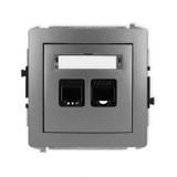 DECO Mechanizm gniazda telefonicznego pojedynczego 1xRJ11 + komputerowego pojedynczego 1xRJ45, kat.