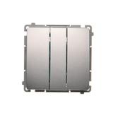 Simon Basic Przycisk potrójny z podświetleniem LED 10A szybkozłączka srebrny mat
