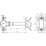 Wspornik HVI-Ex P85 ze stali nierdzewnej NIRO, fi 27 mm, AS 85 mm, z obejmą taśmową do rur 50-300 mm
