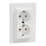 Asfora, gniazdo podwójne schuko, biały