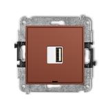 MINI Mechanizm ładowarki USB pojedynczej USB A, 5W max., 5V, 1A, bez pola opisowego terakota