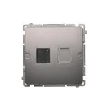 Simon Basic Gniazdo komputerowe RJ45 kategoria 6 pojedyncze z przesłoną przeciwkurzową . Montaż na łapki lub wkręty stal inox BM61.01/21 KONTAKT