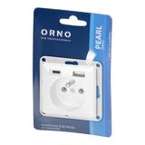 Gniazdo pojedyncze podtynkowe 2P+Z z ładowarką USB A+C Pearl, 16A, 250V, PT-16P/USB, biały OR-OE-7705/USBAC/W ORNO