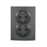 LOGI Gniazdo podwójne Schuko kompletne śrubowy Grafit 16A 250V 021270141 25272 KANLUX