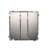 Simon Basic Łącznik potrójny z podświetleniem LED 10A szybkozłączka srebrny mat