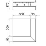 GS-AA90170RW, NAROŻE ZEWN. 90X170 CZ.B.
