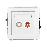 DECO Mechanizm gniazda podwójnego RCA (typu cinch - biały i czerwony, pozłacany) biały mat