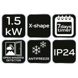 Grzejnik konwektorowy elektryczny 1500W, IP24