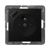Gniazdo pojedyncze z uziemieniem z ładowarką A+C IMPRESJA CZARNY