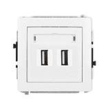 DECO Mechanizm gniazda podwójnego 2xUSB A-A 2.0 biały