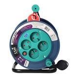 Przedłużacz bębnowy MINI, 4 gniazda 2P+Z, metalowy stojak, polwinit H05VV-F 3x1mm2 , długość 15m, turkusowy OR-AE-1339/T ORNO
