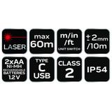 Dalmierz laserowy, zasięg 60 m, IP54