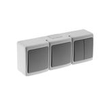 Wyłącznik BETA, potrójny, 2xjednobiegunowy i świecznikowy, IP44, szary*