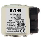 FUSE 40A 690V 1*BKN/50 AR UC Wkładka szybka 40A AC 690V rozmiar 1 45x59x51 mm aR IE 170M3458 EATON