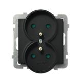 SONATA Gniazdo podwójne z uziemieniem z przesłonami torów prądowych, moduł bez ramki - kolor czarny