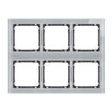 DECO Ramka modułowa 6 krotna (3 poziom, 2 pion) - efekt szkła (ramka szara; spód grafitowy)