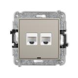 ICON Mechanizm gniazda komputerowego podwójnego 2xRJ45, kat. 5e, 8-stykowy, bez pola opisowego taupe