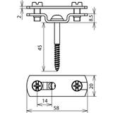 Wspornik do płaskownika do 30 mm, z wkrętem do drewna, stal nierdzewna NIRO