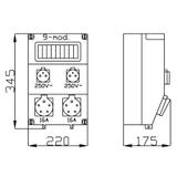 ROZDZIELNICA RS 9 MOD 2X 2P+Z  2X 3P+N+Z 16A