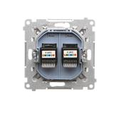 Simon 55 Gniazdo telefoniczne podwójne RJ12 Jasnoszary mat