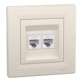 Asfora, gniazdo komputerowe RJ45 2x kat.6, UTP, kremowy